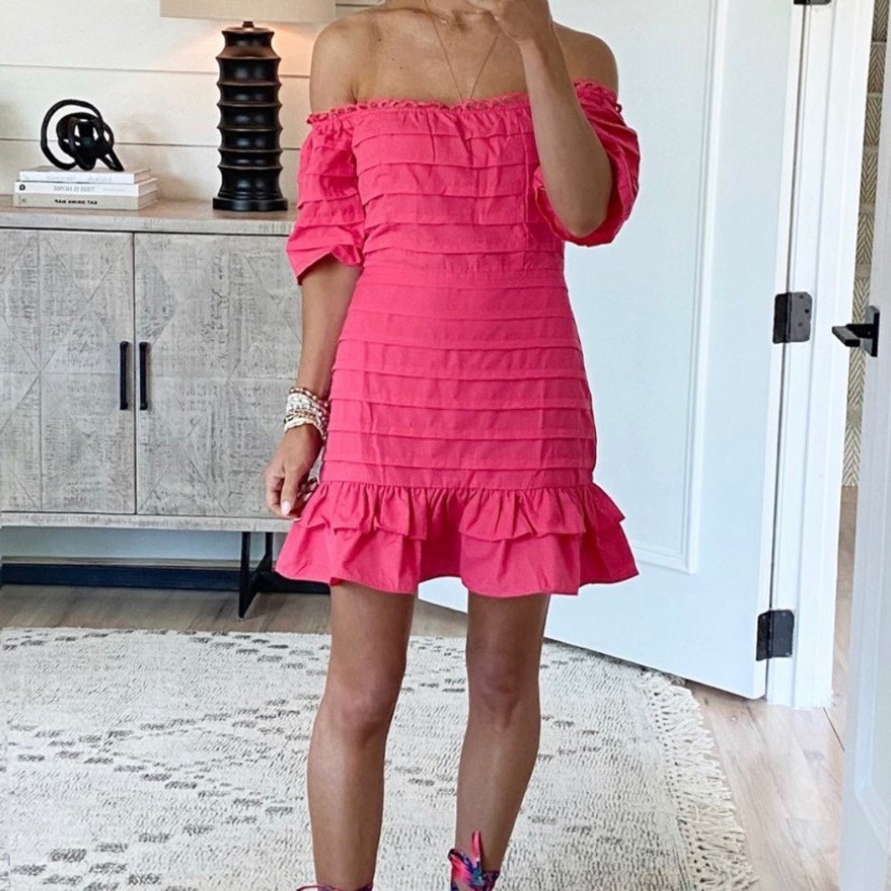 Pink off the shoulder dress